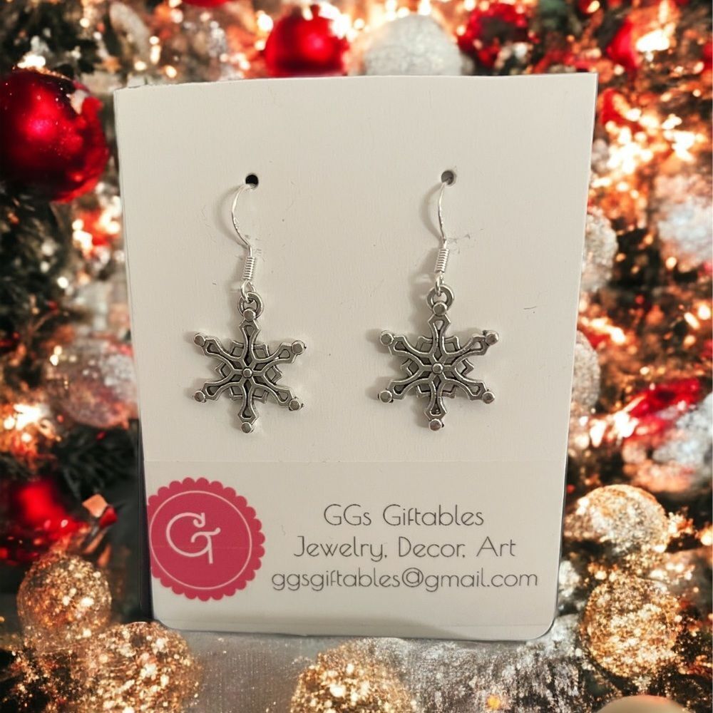 SNOWFLAKE STERLING SILVER PIERCED EARRINGS